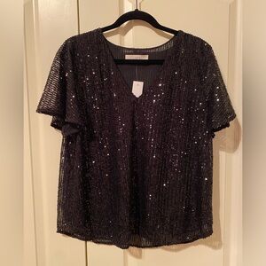 Loft Sequined Blouse Top size Large